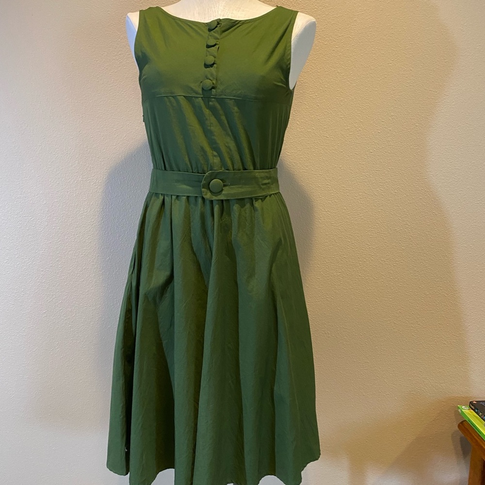 EShakti olive green fit and flare dress size 8